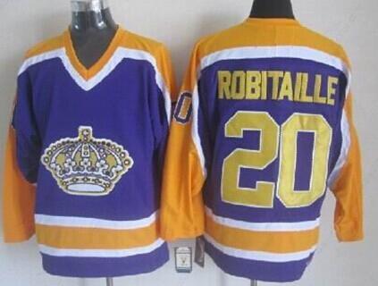 Los Angeles Kings #20 Luc Robitaille Purple With Yellow Throwback CCM Jersey