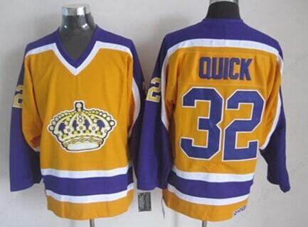 Los Angeles Kings #32 Jonathan Quick Yellow Throwback CCM Jersey