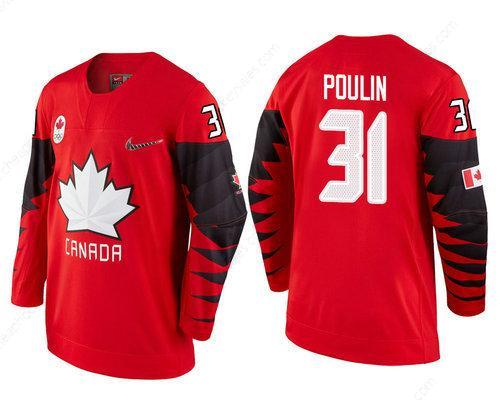 Men Canada Team #31 Kevin Poulin Red 2018 Winter Olympics Jersey