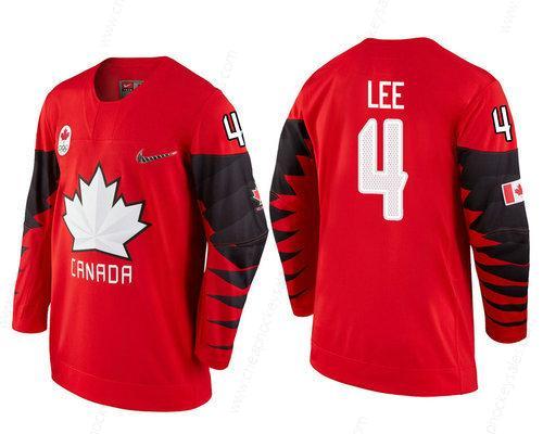 Men Canada Team #4 Chris Lee Red 2018 Winter Olympics Jersey