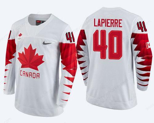 Men Canada Team #40 Maxim Lapierre White 2018 Winter Olympics Jersey