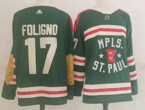 Men Minnesota Wild 17 Foligno Green Classic Edition 2022 Adidas NHL Jersey