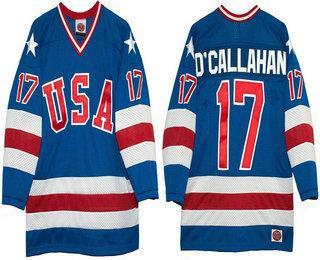 Men’s 1980 Olympics Usa #17 Jack O’Callahan Royal Blue Throwback Stitched Vintage Ice Hockey Jersey