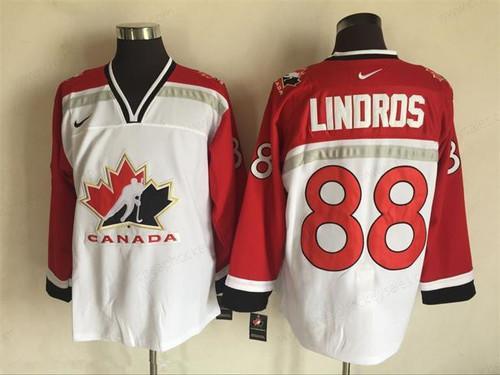 Men’s 1998 Team Canada #88 Eric Lindros White Nike Olympic Throwback Stitched Hockey Jersey