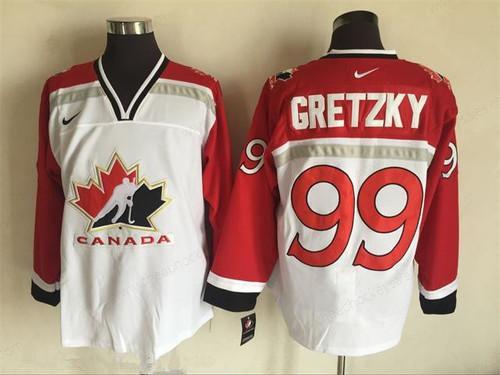 Men’s 1998 Team Canada #99 Wayne Gretzky White Nike Olympic Throwback Stitched Hockey Jersey