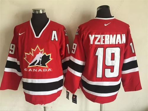 Men’s 2002 Team Canada #19 Steve Yzerman Red Nike Olympic Throwback Stitched Hockey Jersey