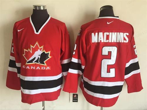 Men’s 2002 Team Canada #2 Al Macinnis Red Nike Olympic Throwback Stitched Hockey Jersey