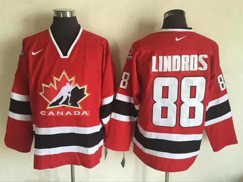 Men’s 2002 Team Canada #88 Eric Lindros Red Nike Olympic Throwback Stitched Hockey Jersey