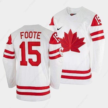 Men’s Adam Foote Canada Hockey White 2022 Winter Olympic #15 Salt Lake City Jersey