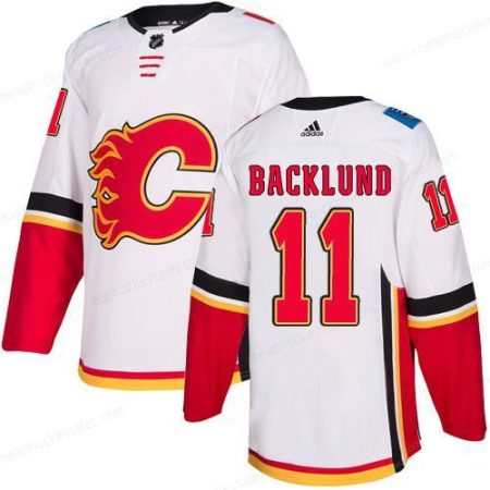 Men’s Adidas Calgary Flames #11 Mikael Backlund White Away Authentic NHL Jersey