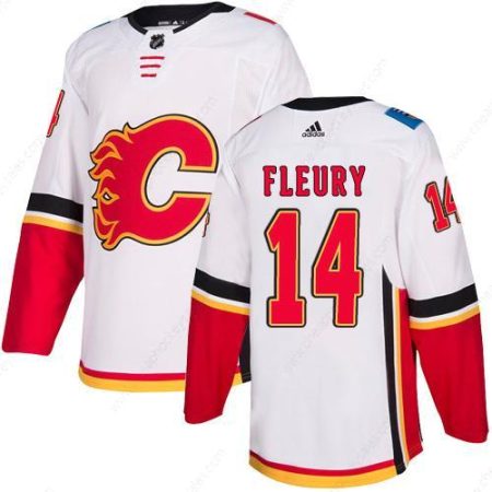 Men’s Adidas Calgary Flames #14 Theoren Fleury White Away Authentic NHL Jersey