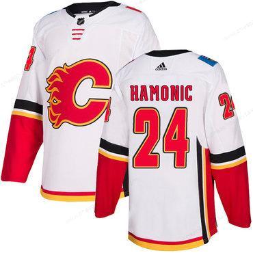 Men’s Adidas Calgary Flames #24 Travis Hamonic White Away Authentic NHL Jersey