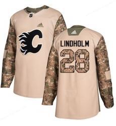 Men’s Adidas Calgary Flames #28 Elias Lindholm Camo Authentic 2017 Veterans Day Stitched NHL Jersey