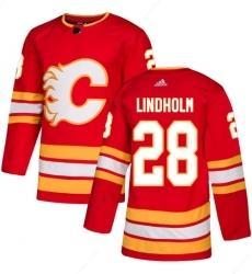 Men’s Adidas Calgary Flames #28 Elias Lindholm Red Alternate Authentic Stitched NHL Jersey