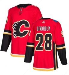 Men’s Adidas Calgary Flames #28 Elias Lindholm Red Home Authentic Usa Flag Stitched NHL Jerseys