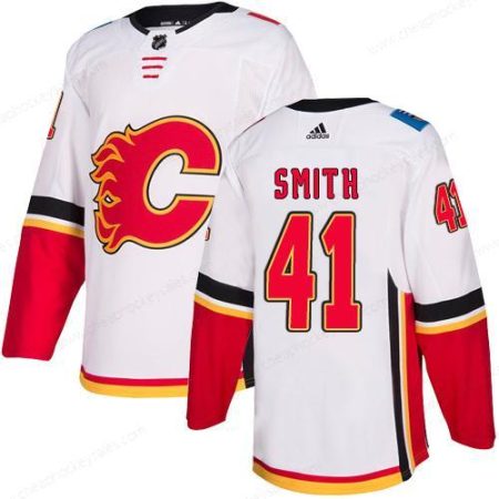 Men’s Adidas Calgary Flames #41 Mike Smith White Away Authentic NHL Jersey