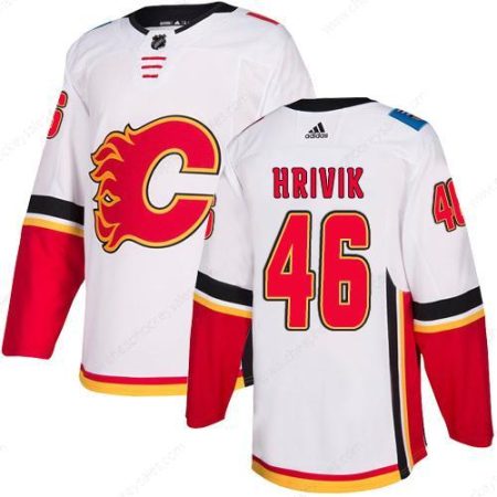 Men’s Adidas Calgary Flames #46 Marek Hrivik White Away Authentic NHL Jersey