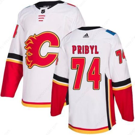 Men’s Adidas Calgary Flames #74 Daniel Pribyl White Away Authentic NHL Jersey