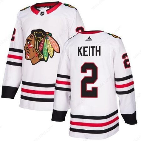 Men’s Adidas Chicago Blackhawks #2 Duncan Keith White Road Authentic Stitched Hockey Jersey