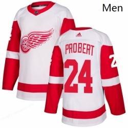 Men’s Adidas Detroit Red Wings 24 Bob Probert Authentic White Away NHL Jersey