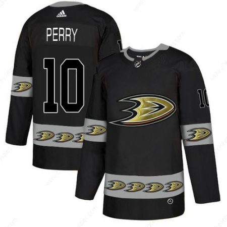 Men’s Anaheim Ducks #10 Corey Perry Black Team Logos Fashion Adidas Jersey