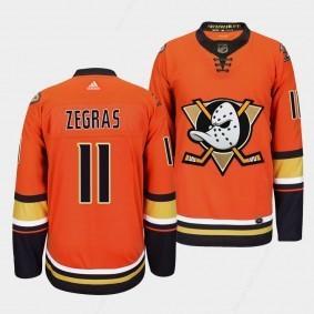 Men’s Anaheim Ducks #11 Trevor Zegras Orange Authentic Adidas Jersey