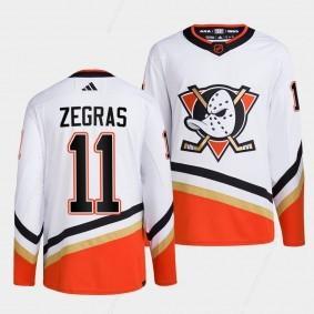 Men’s Anaheim Ducks #11 Trevor Zegras White 2022-23 Reverse Retro Stitched Jersey