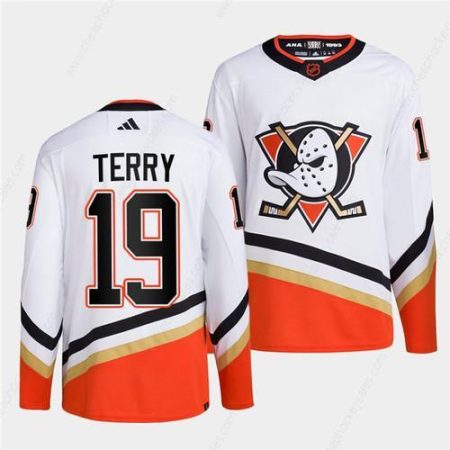 Men’s Anaheim Ducks #19 Troy Terry White 2022-23 Reverse Retro Stitched Jersey