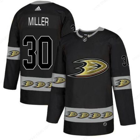 Men’s Anaheim Ducks #30 Ryan Miller Black Team Logos Fashion Adidas Jersey