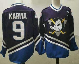 Men’s Anaheim Ducks #9 Paul Kariya 1995-96 Purple CCM Vintage Throwback Jersey