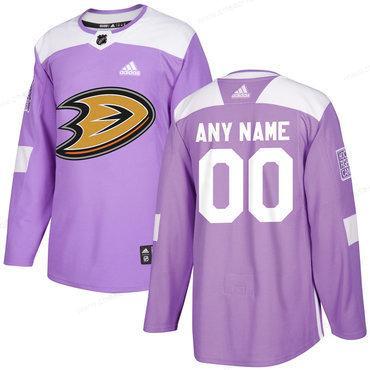 Men’s Anaheim Ducks Purple Pink Custom Adidas Hockey Fights Cancer Practice Jersey