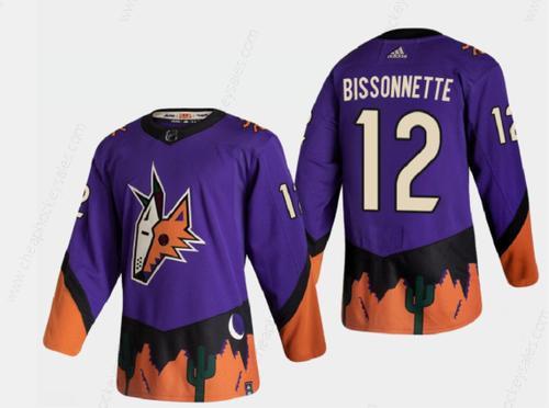 Men’s Arizona Coyotes #12 Paul Bissonnette Reverse Retro 2020-21 Authentic Purple Jersey