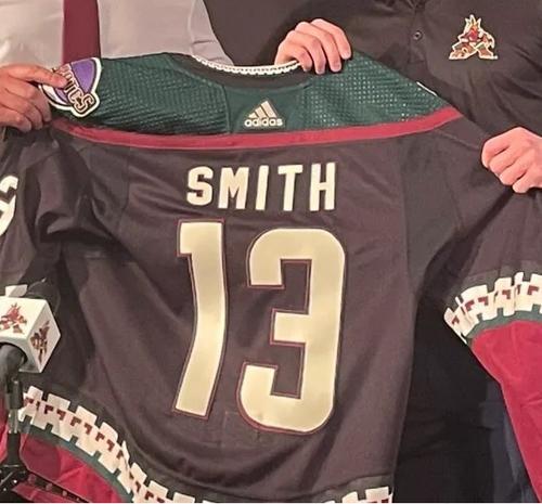 Men’s Arizona Coyotes #13 Nathan Smith Throwback Kachina Black Jersey