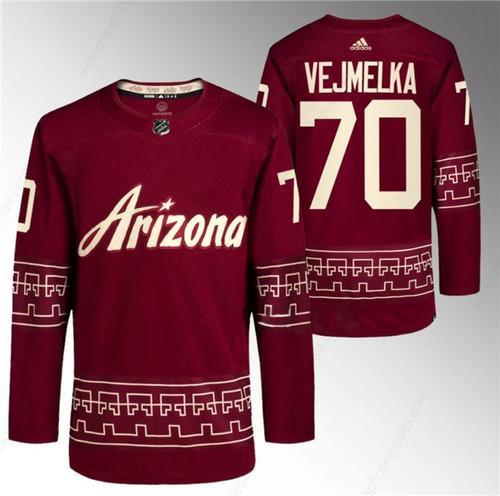 Men’s Arizona Coyotes #70 Karel Vejmelka Garnet Alternate Pro Jersey