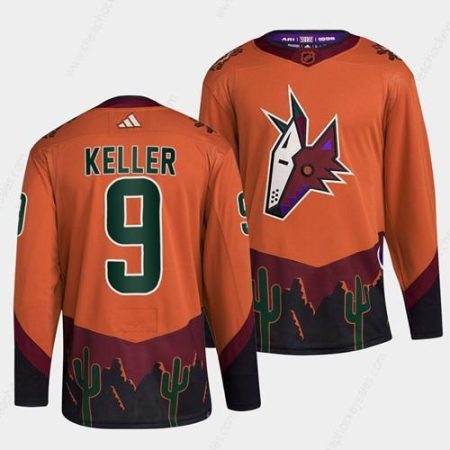 Men’s Arizona Coyotes #9 Clayton Keller Orange 2022-23 Reverse Retro Stitched Jersey