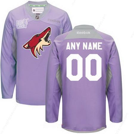 Men’s Arizona Coyotes Purple Pink Custom Reebok Hockey Fights Cancer Practice Jersey