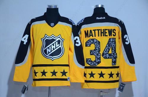 Men’s Atlantic Division Toronto Maple Leafs #34 Auston Matthews Reebok Yellow 2017 NHL All-Star Stitched Ice Hockey Jersey