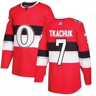 Men’s Authentic Ottawa Senators #7 Brady Tkachuk Adidas 2017 100 Red Classic Jersey