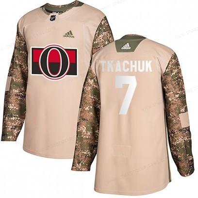 Men’s Authentic Ottawa Senators #7 Brady Tkachuk Adidas Veterans Day Practice Camo Jersey