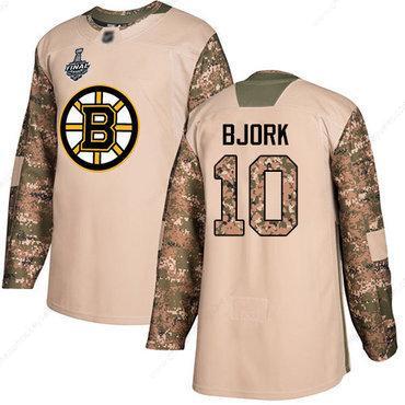 Men’s Boston Bruins #10 Anders Bjork Camo Authentic 2017 Veterans Day 2019 Stanley Cup Final Bound Stitched Hockey Jersey