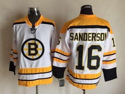 Men’s Boston Bruins #16 Derek Sanderson 1968-69 White CCM Vintage Throwback Jersey