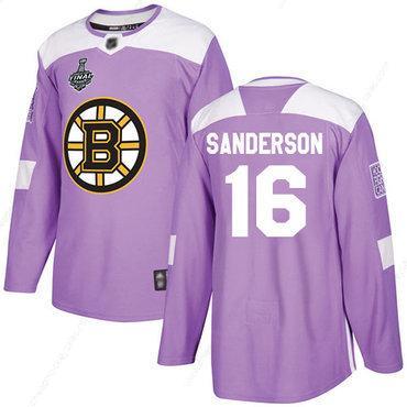 Men’s Boston Bruins #16 Derek Sanderson Purple Authentic Fights Cancer 2019 Stanley Cup Final Bound Stitched Hockey Jersey