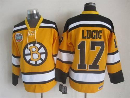 Men’s Boston Bruins #17 Milan Lucic 2009-10 Yellow CCM Vintage Throwback Jersey