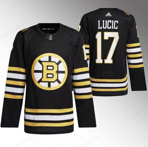 Men’s Boston Bruins #17 Milan Lucic Black 100Th Anniversary Stitchedstitched Jersey