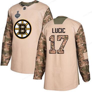 Men’s Boston Bruins #17 Milan Lucic Camo Authentic 2017 Veterans Day 2019 Stanley Cup Final Bound Stitched Hockey Jersey