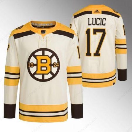 Men’s Boston Bruins #17 Milan Lucic Cream 100Th Anniversary Stitchedstitched Jersey