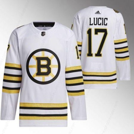 Men’s Boston Bruins #17 Milan Lucic White 100Th Anniversary Stitched Jersey