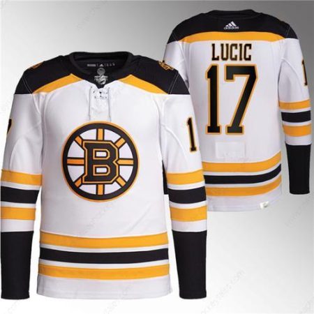 Men’s Boston Bruins #17 Milan Lucic White Stitched Jersey