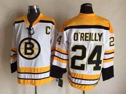 Men’s Boston Bruins #24 Terry O’Reilly 1968-69 White CCM Vintage Throwback Jersey