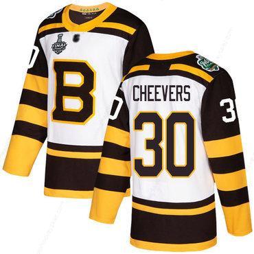 Men’s Boston Bruins #30 Gerry Cheevers White Authentic 2019 Winter Classic 2019 Stanley Cup Final Bound Stitched Hockey Jersey